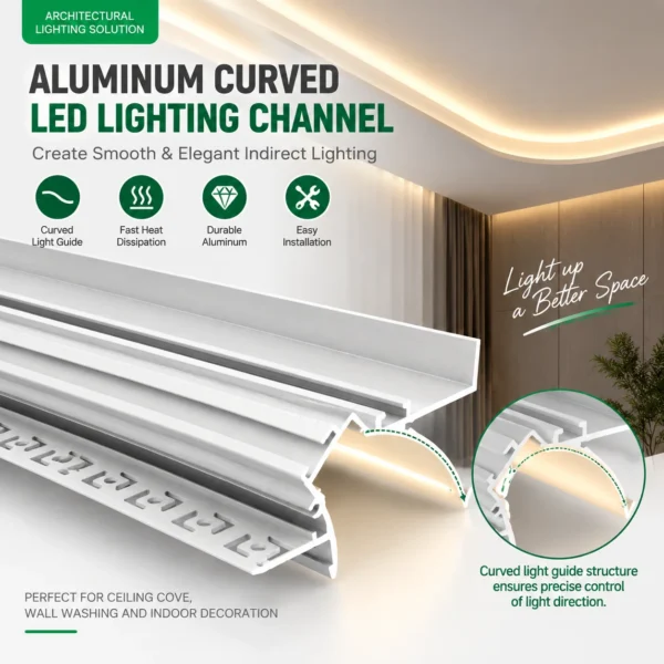 LED Backlight alumínio Profile teto Cove iluminação LED Strip Channel Architectural Interior Design para Indirect iluminação