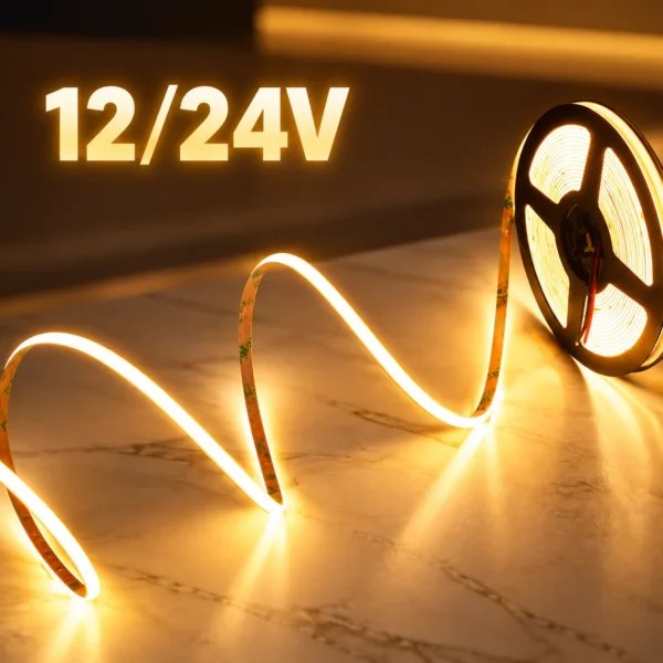 Ultra Thin 3mm 5mm COB fita LED 12V 24V Warm White Cold White flexível Tape para Cabinet Wardrobe Furniture iluminação