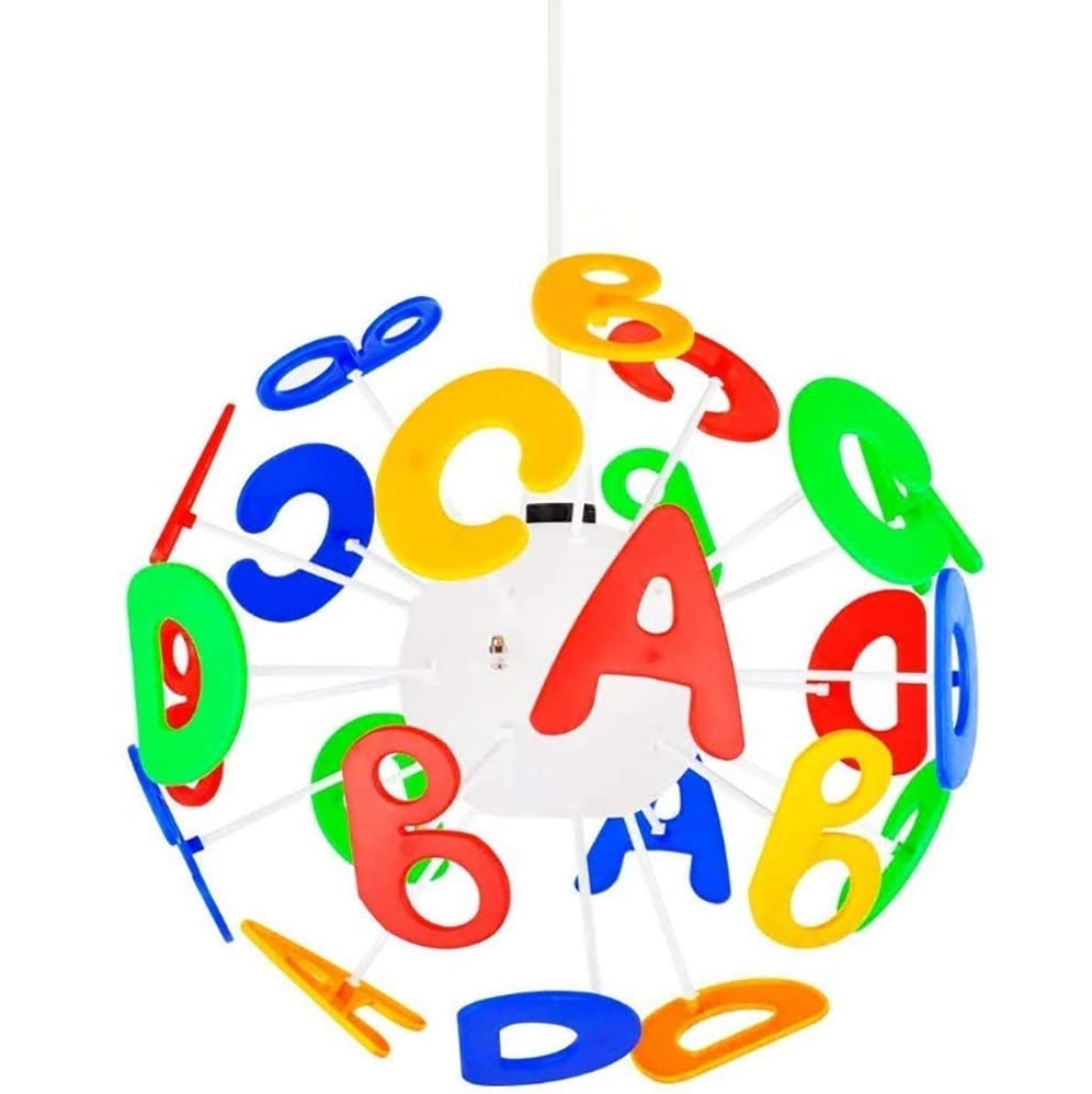 lustre Children's quarto Hanging luminária Fun e Educational redondo Baby Nursery ABC Alphabet Letters pendente