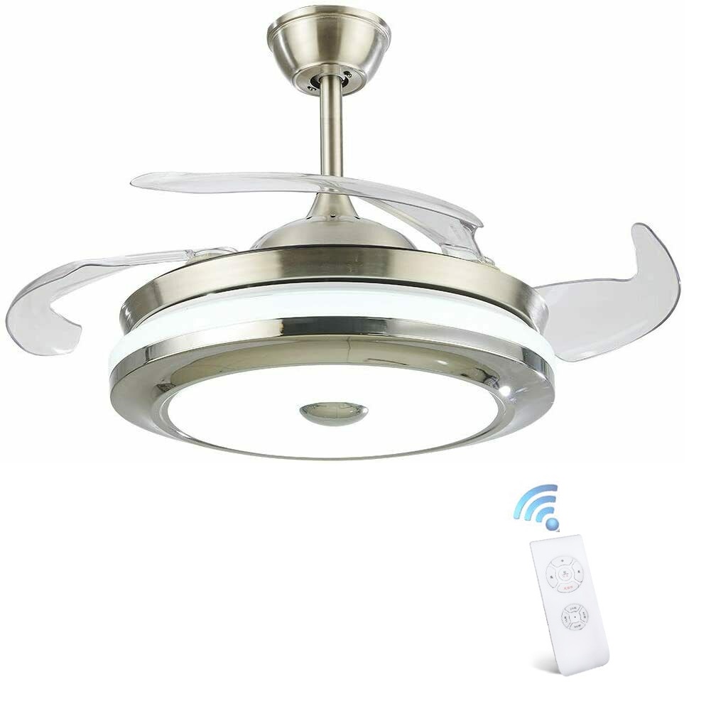 42" moderno Retractable dimerizável luminária controle remoto LED teto Fan lâmpada