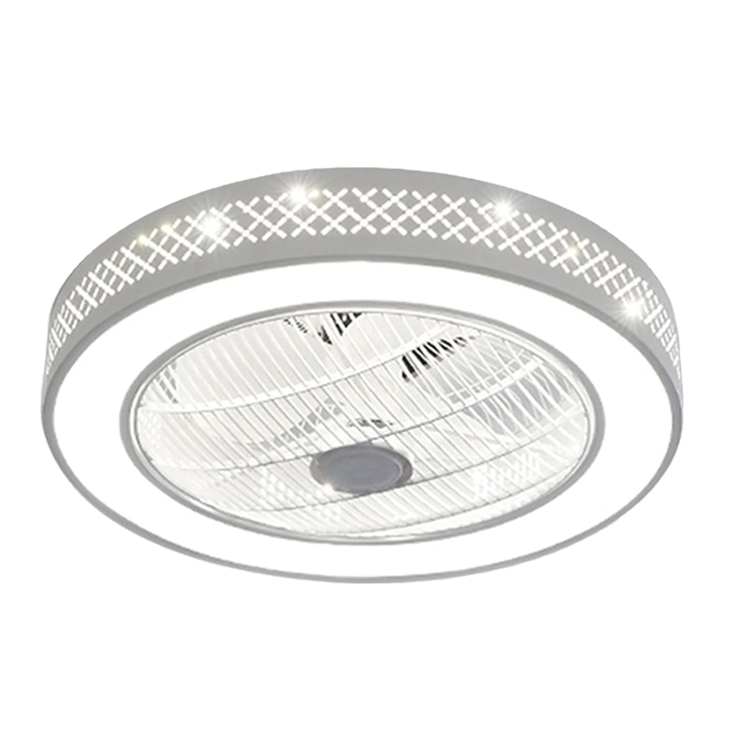 teto Fan com luminárias e controle remoto com 7 Acrylic Blades Invisible teto Fans para sala de estar