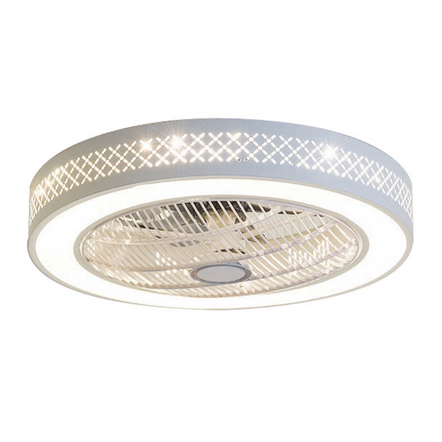 teto Fan com luminárias e controle remoto com 7 Acrylic Blades Invisible teto Fans para sala de estar