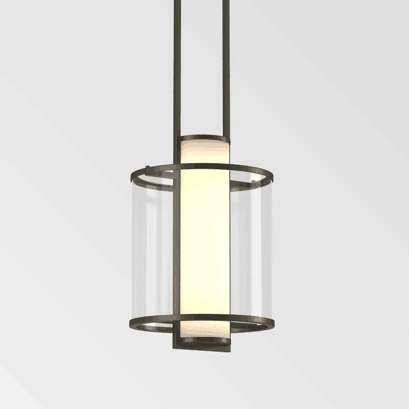 New Chinese estilo simples Acrylic Glass Lampshade pendente sala de estar sala de jantar Decoration ferro lustre
