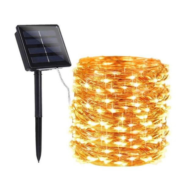 Solar Christmas Decor IPX5 Holiday externo 100LED String Garland Diwali luminárias iluminação Christmas luminária Storage