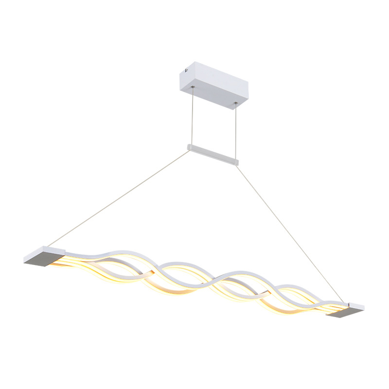 Shinetime Modern Minimalist Acrylic Wave Chandelier White Long Led Pendant Light