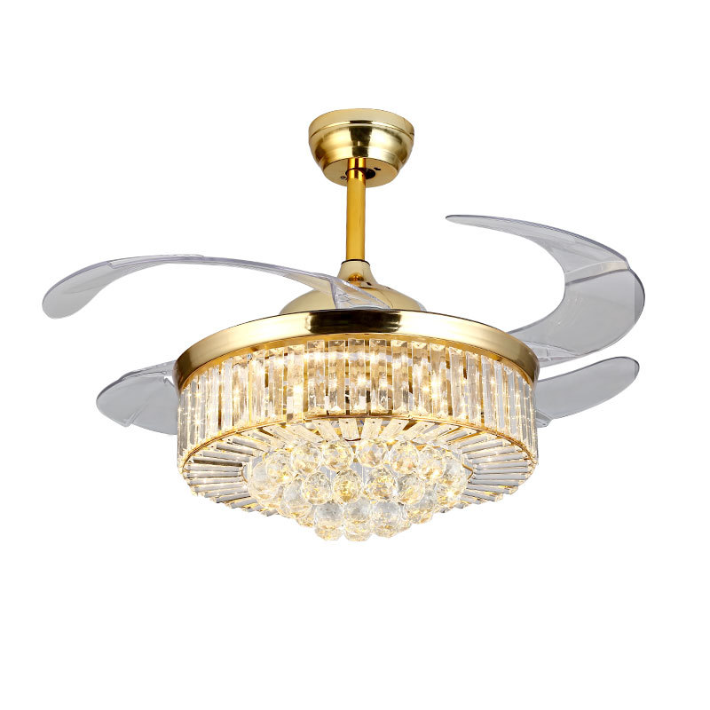 moderno cristal teto Fan luminária LED lustre controle remoto luminária de teto 36'' 42''