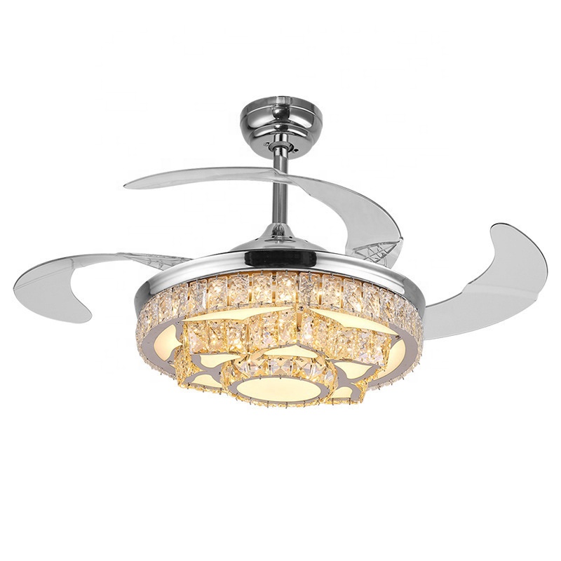 Gold 42'' Star Shape cristal teto Fan com luminária lâmpada controle remoto