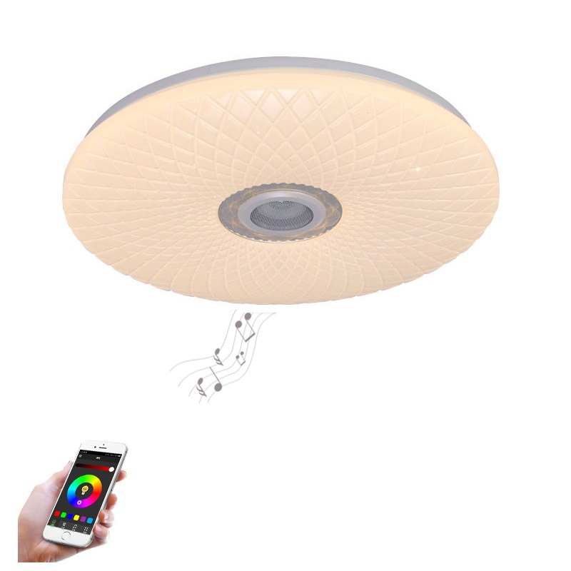 LED Music luminária de teto 110-220V 60W RGB controle remoto inteligente lâmpada