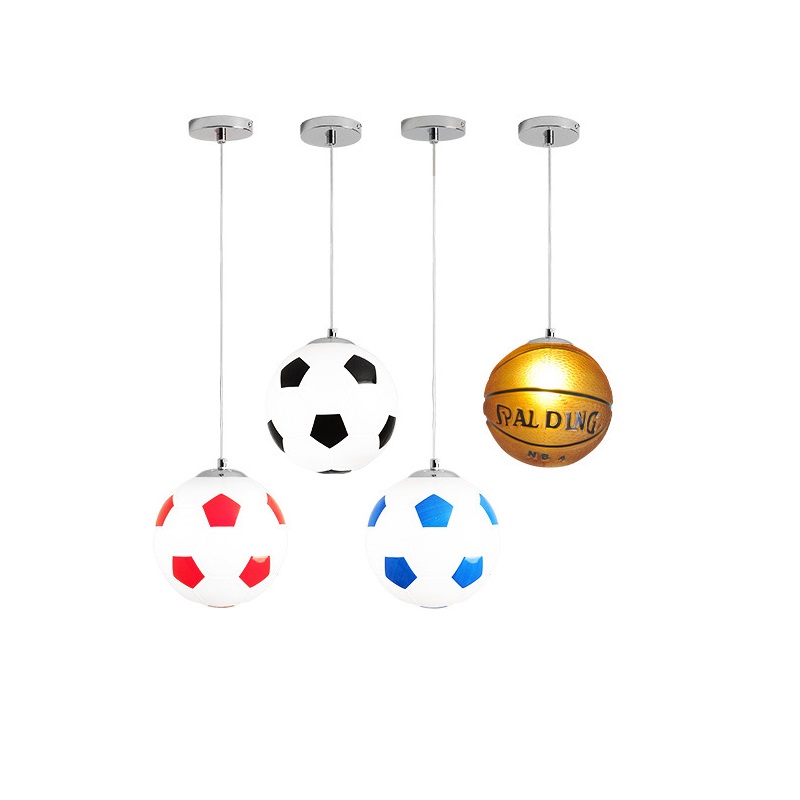 moderno Basketball luminária pendente Football Glass pendentes Kids Room Hanging luminária iluminação