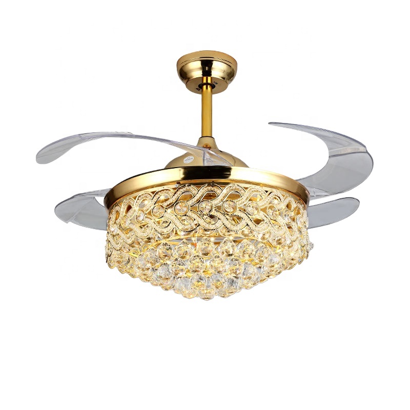 Online Customization Led luminária up Hand cristal lustre teto Fan