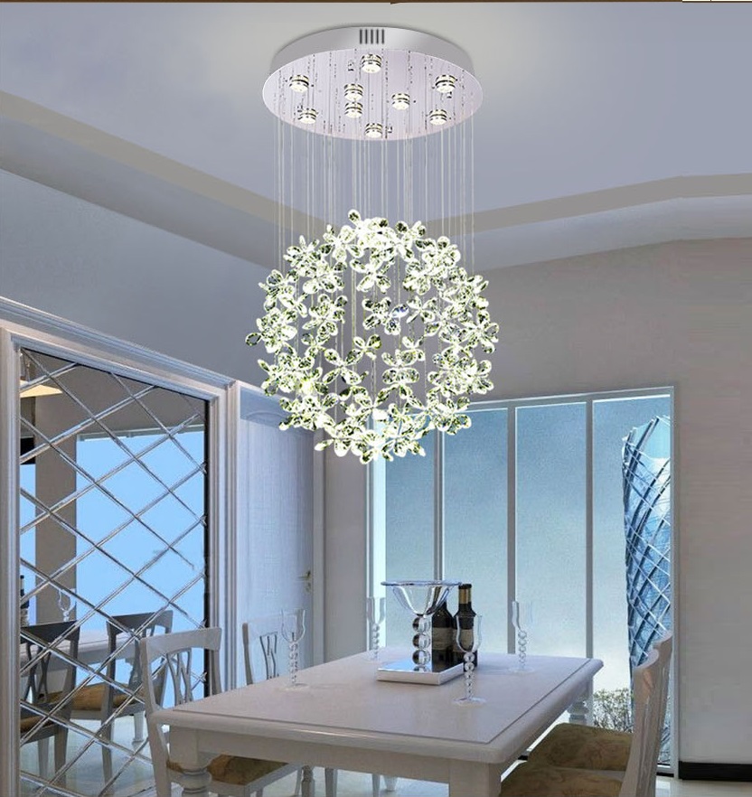 Modern K9 Crystal Raindrop Chandelier Lighting Flush Mount LED Ceiling Light Fixture