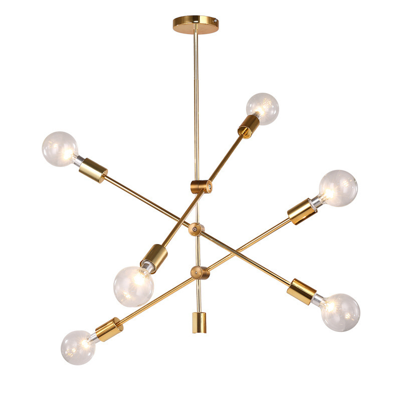 Sputnik Chandeliers Modern 6 Lights Black Chandelier Mid Century Pendant Lighting Gold Ceiling Light Fixture Kitchen