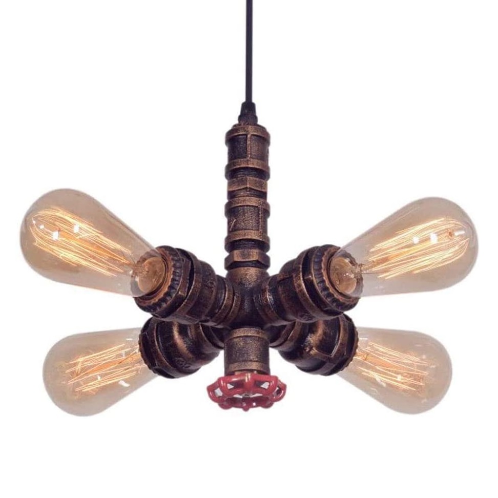 Loft retrô industrial Hanging luminárias vintage Steampunk Water Pipe luminária pendente E27 Edison Single Head luminária de teto