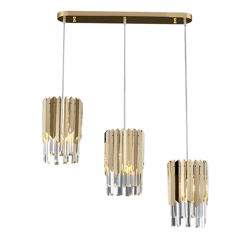 Shinetime Nordic Metal Ceiling Lights Led Hanging Lighting Crystal Chandeliers Pendent Light for Kitchen Island Bar Dining Room