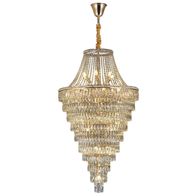 moderno Luxury Multi-layer K9 cristal pendente Villa hotel Lobby Project grande redondo lustre luminária