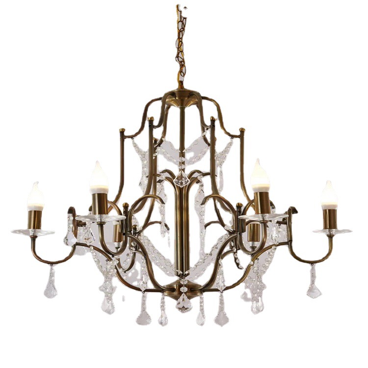 moderno Bronze 6-luminária cristal Candle lustre iluminação para Wedding
