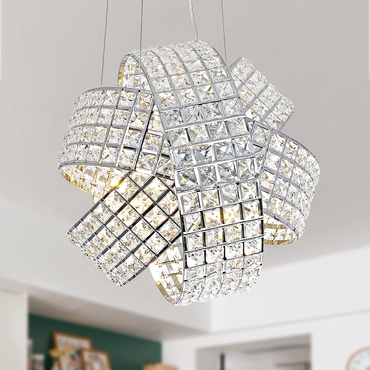 moderno Dining sala de estar Contemporary cozinha cristal lustre iluminação pendentes luminária Island Chandeliers teto