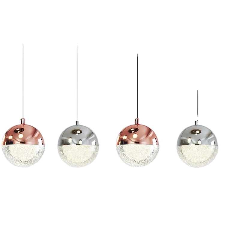 Contemporary Luxury Rose Gold cristal Drop Glass bola cozinha Dinner Hanging Island Led Chandeliers pendentes