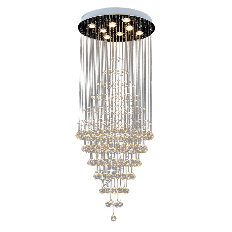 moderno cristal iluminação gota Chandeliers Staircase grande lustre High luminária de teto luminárias lustre