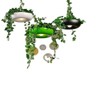 Floral industrial Art lustre bar Art Green plantas American retrô estilo Creative cozinha sala de estar Led luminária pendente luminária
