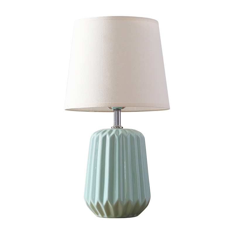 moderno White Ceramic 45cm abajur Bedside luminárias com White Shades