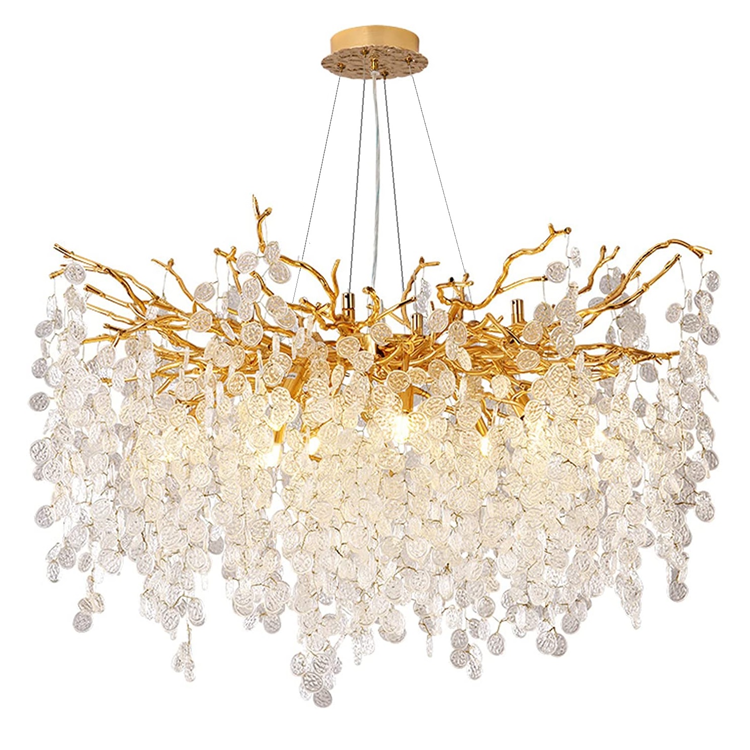 moderno cristal Chandeliers Gold Gorgeousness MoneyTree lustre pendente redondo luminária de teto luminárias
