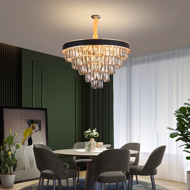 Metal cristal preto embutir luminária de teto luminária sala de jantar quarto corredor Entryway cozinha estilo fazenda lustre