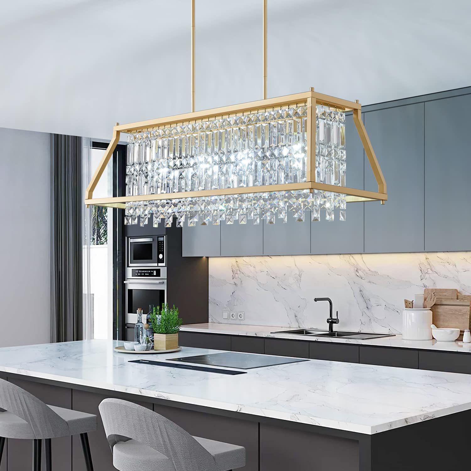 moderno industrial preto sala de jantar cozinha Island sala de estar estilo fazenda cristal Hanging luminária lustre