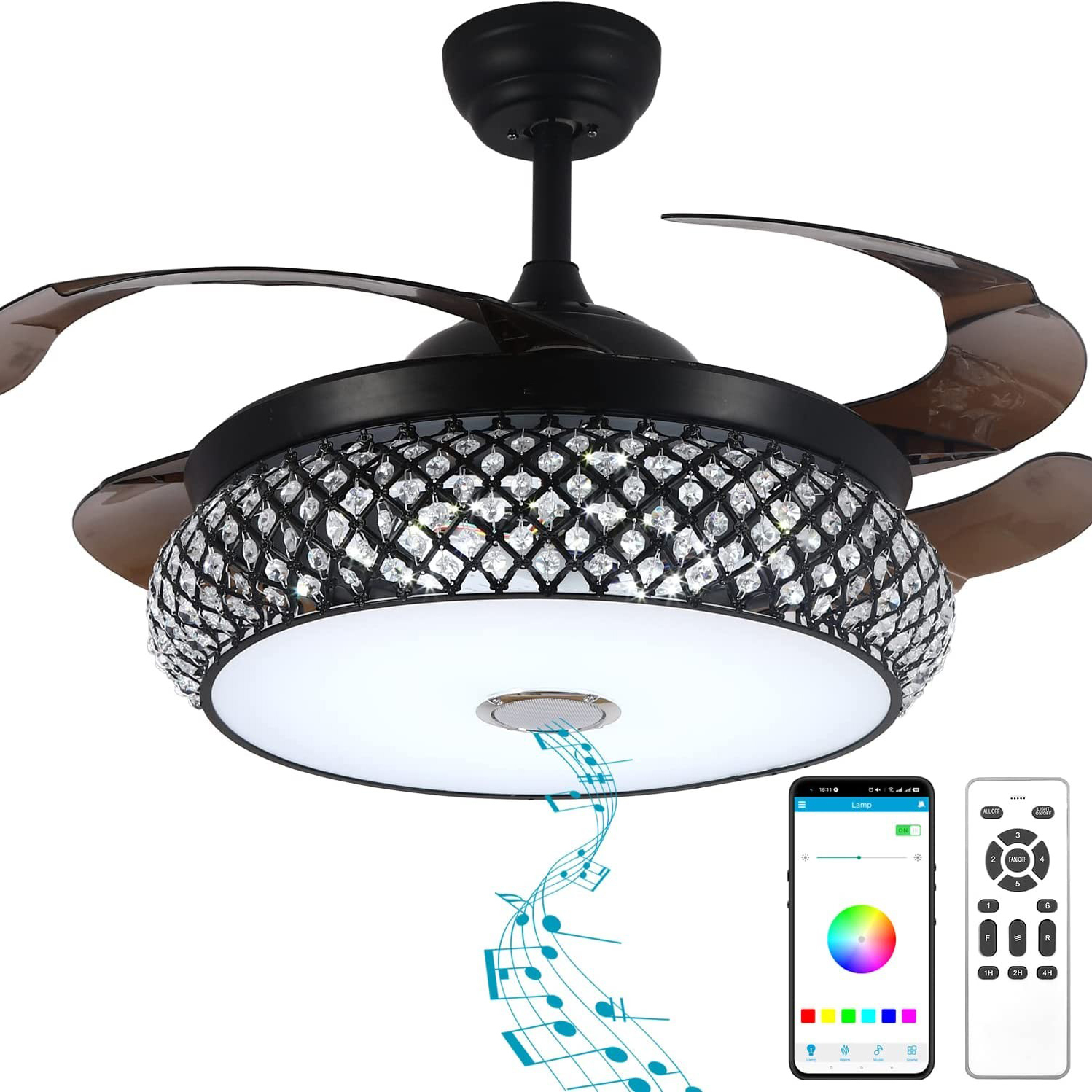 moderno interno Decorative teto Fan com Led luminárias 42'' 56 Inch 36W 50W Fan lâmpada controle remoto para casa sala de estar