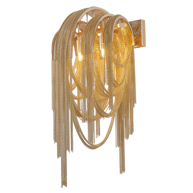 moderno Gold Silver Tassel alumínio corrente Wall luminária interno Decoration arandela lâmpada para House sala de estar