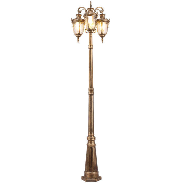 European Style Triple Head Outdoor Post Top Courtyard Light