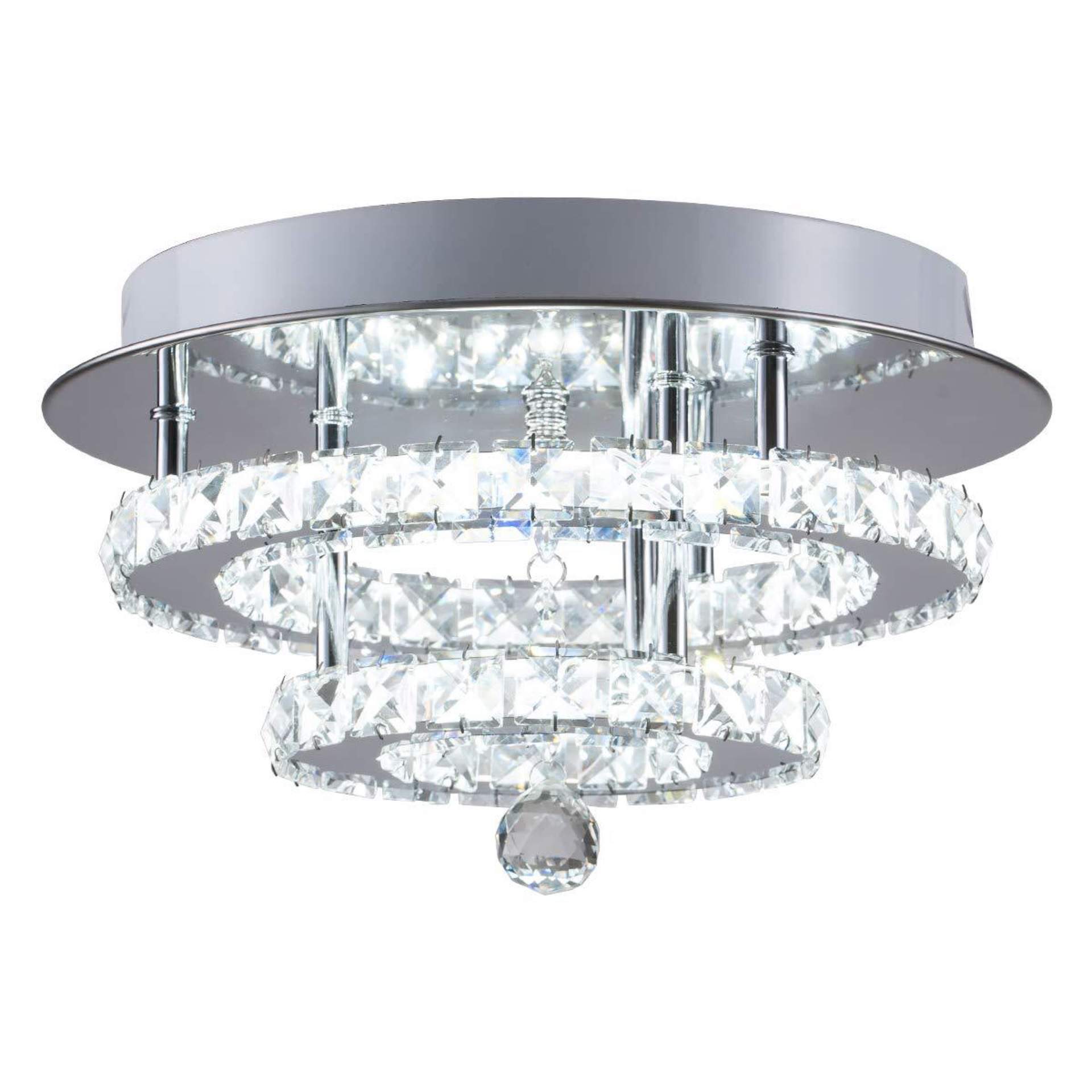Double redondo Led lustre Semi embutir Chrome cristal iluminação teto cristal lâmpada para Bedrooms Dinning Rooms corredor