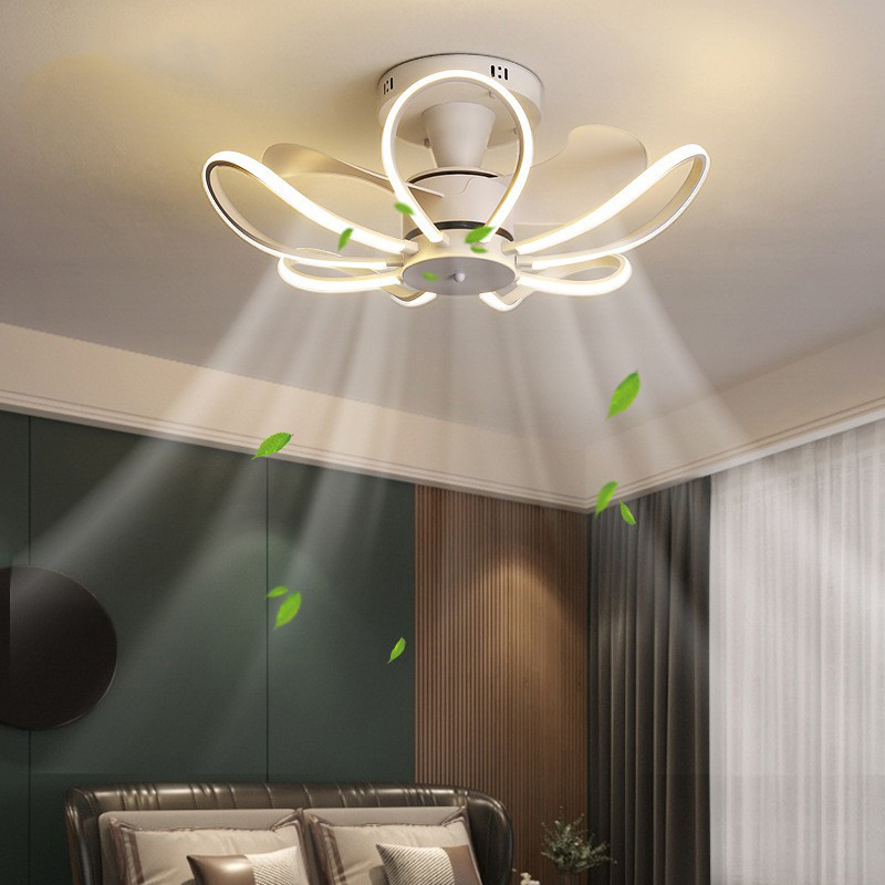 Home Decorative teto Fan luminária Led Wind Speed Four Blades controle remoto Metal dourado preto teto Fan com luminária