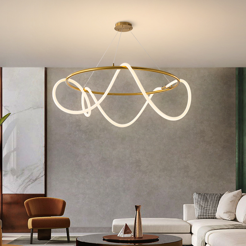 Minimalist 360 Degrees Project Hotel Lobby Chandelier Long Chandeliers Hanging Lumiere Led  Kitchen Silicone Pendant Lamp