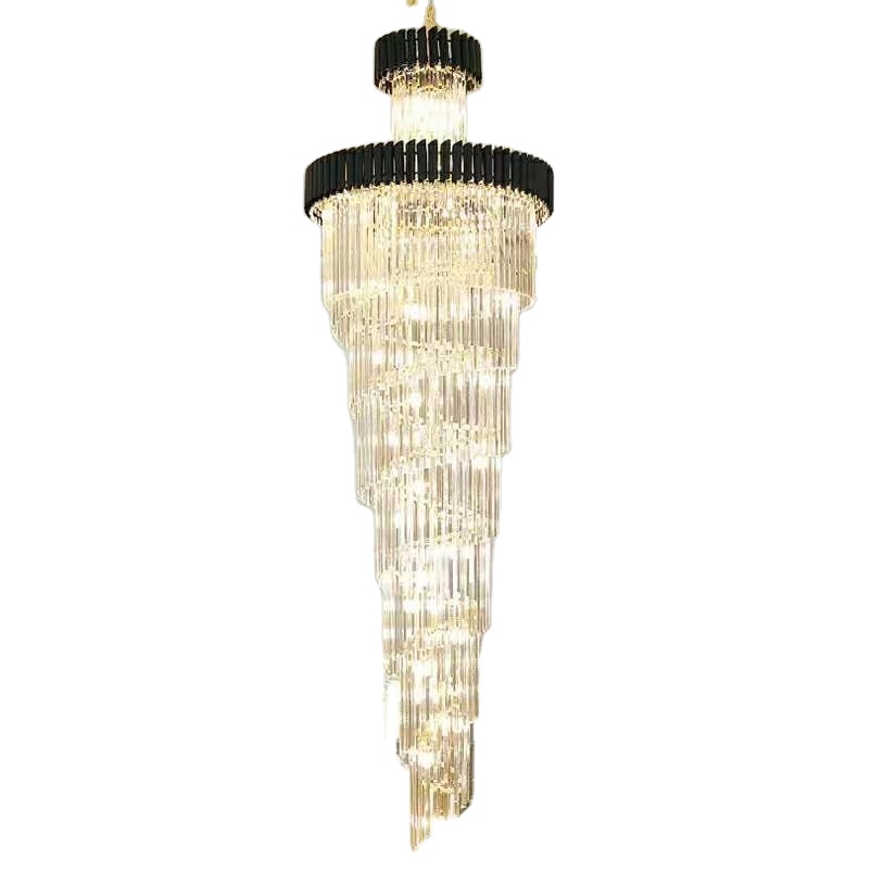 Post moderno Minimalist sala de jantar lâmpada Designer Model Room iluminação Villa preto e Gold grande cristal lustre