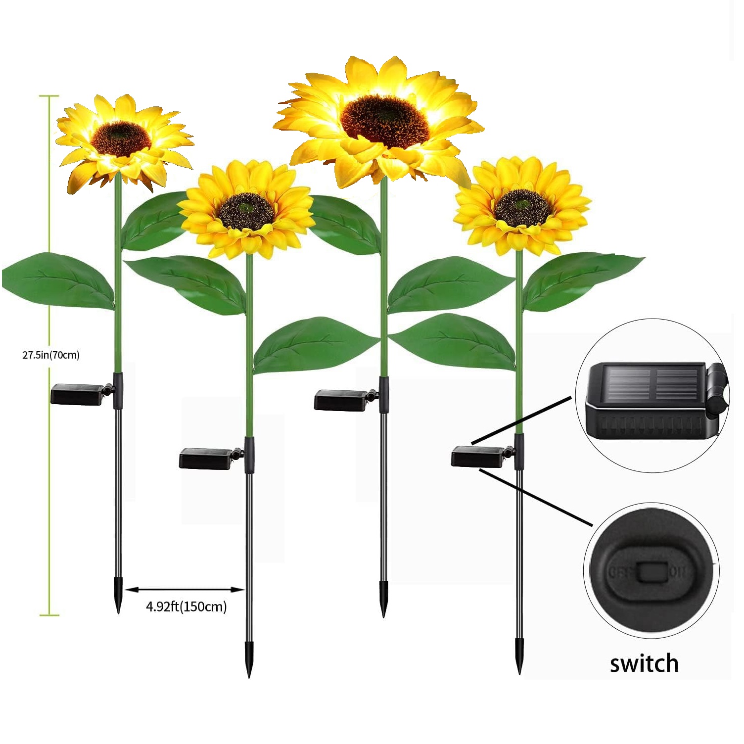 Sunflower Solar Garden luminárias à prova d'água externo LED Landscape luminárias