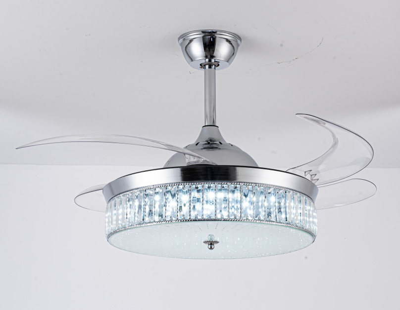Modern Crystal Light Ceiling Fan With Light