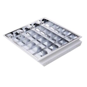 60x60cm T5 LED Grille Light Panel 2x2ft 3x18W 4x18W Embedded T8 Grille Panel Light Fittings Modern Office Hospital Aluminum+Iron