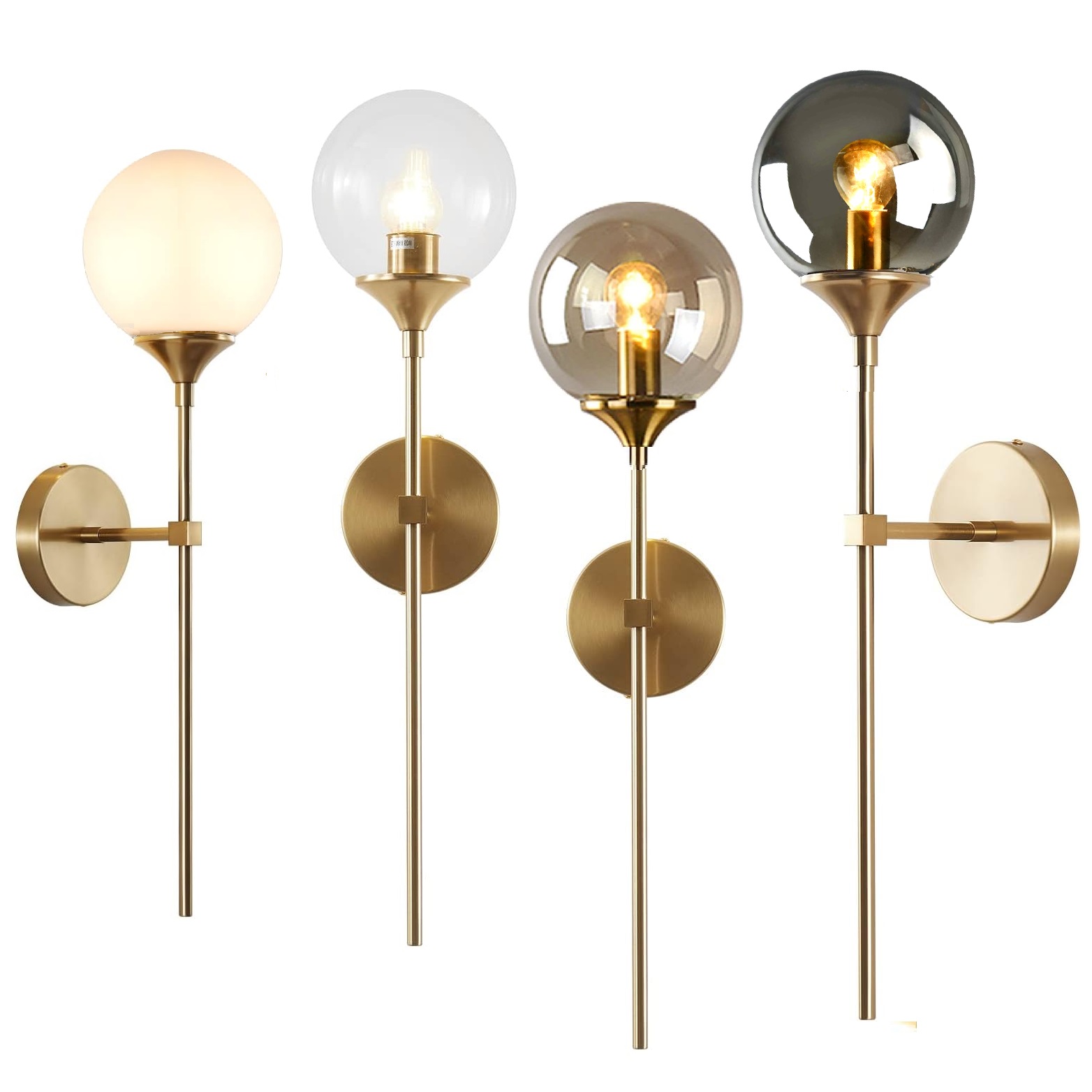 Minimalist White Gray Amber Transfarent Glass Globe arandela luminária vintage Bathroom bar