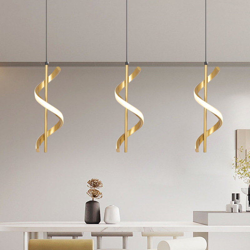 Contemporary Stylish e Energy Efficient Gold cor pendente LED Spiral lustre lâmpada
