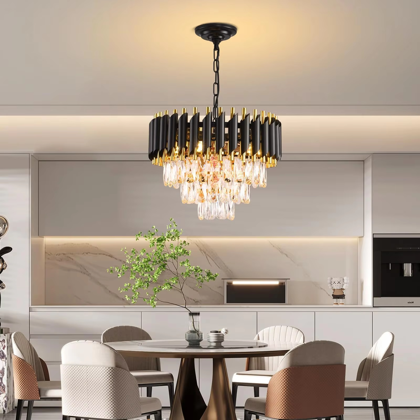 Chrome Gold cristal lustre iluminação Foyer Hall Entry Way Chandeliers luminária High teto Sloped pendente Hanging