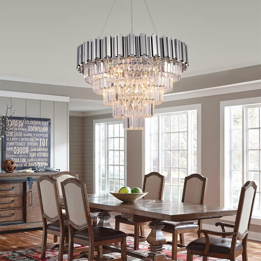 moderno Gold Silver cor cristal lustre iluminação sala de jantar lustre luminária Lantern Entryway teto Hanging lustre