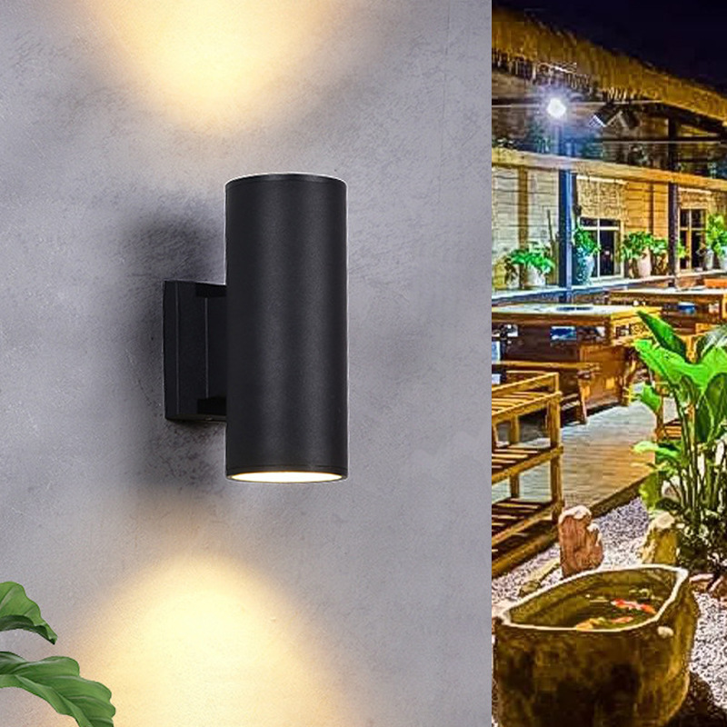 moderno à prova d'água alumínio externo Wall lâmpadas nórdico moderno Decoration Ip65 up e Down LED preto Gray Wall Mounted