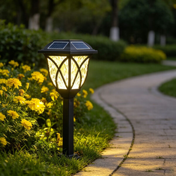 OEM Auto On/Off Warm White Glow Solar Pathway luminárias externo Decorative à prova d'água LED Landscape luminárias para Garden Lawn Walkway