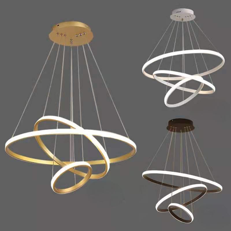 Led Decorative Chandeliers lâmpada moderno simples sala de estar Led dourado Ring pendente Hanging teto pendente