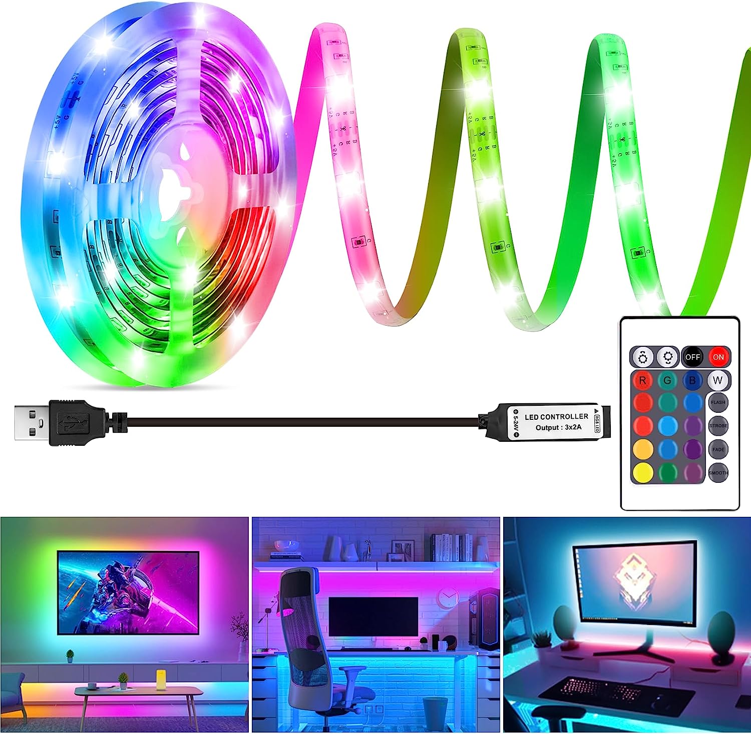 Spot Goods sala de estar 10M 20M 30M RGB Infrared Control Luces Luminous Decoration 3535 Ribbon iluminação fita LED