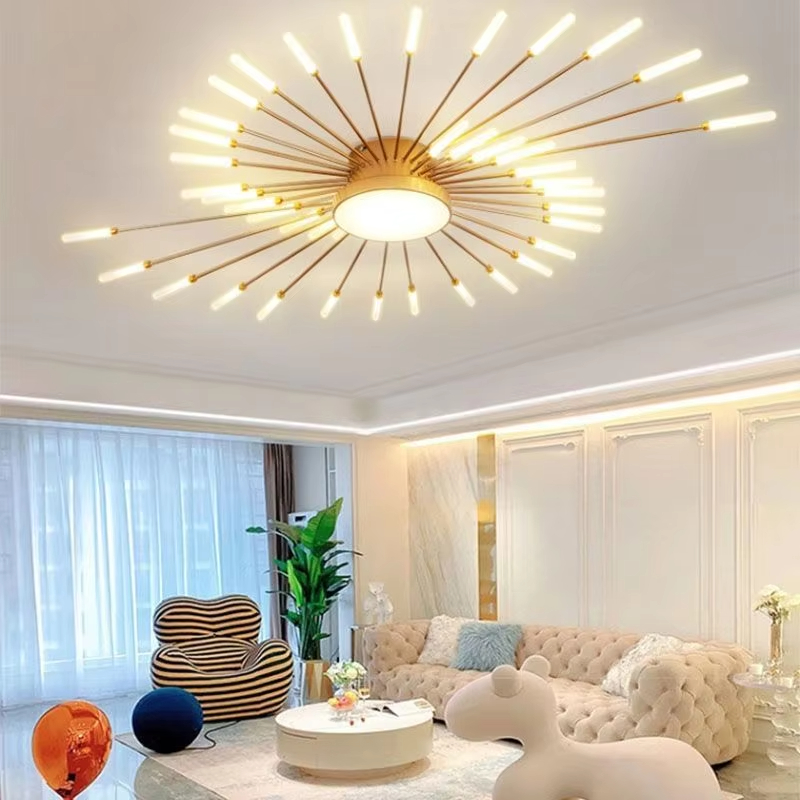 nórdico Fireworks Rotating LED lâmpada de teto simples High-end sala de estar lâmpada Creative Personality Home Decoration lustre