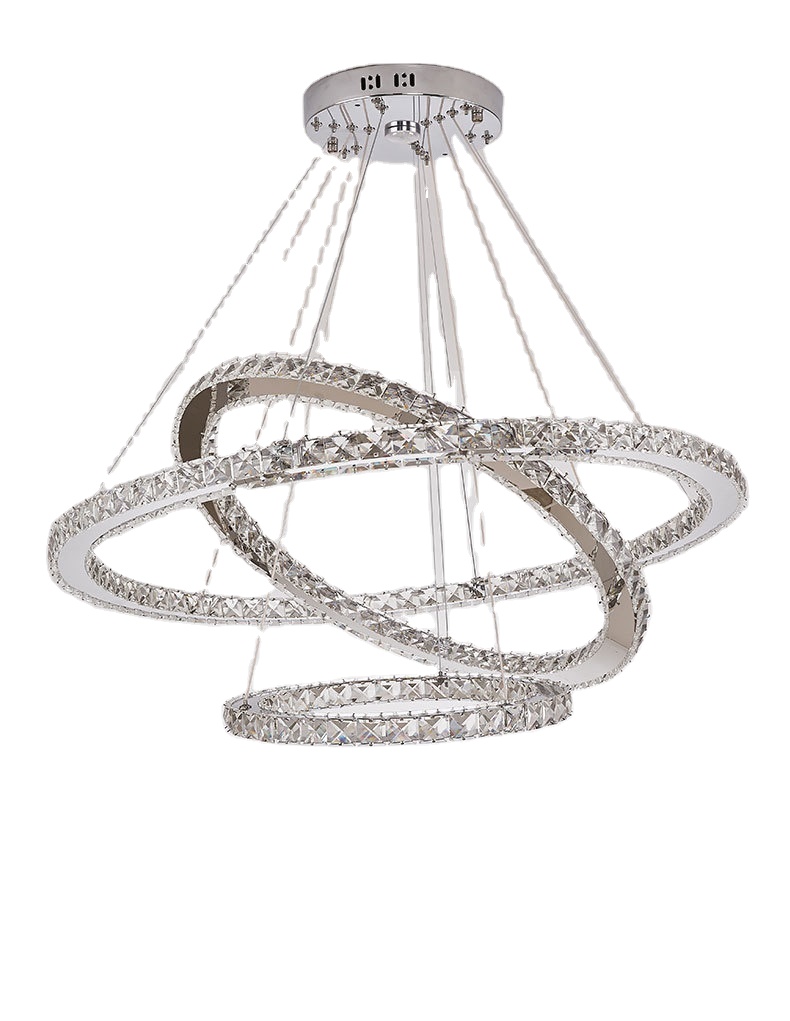 moderno Luxury 1 2 3 4 5 Rings Led K9 cristal Stainless Steel luminária de teto lustre pendentes lâmpada