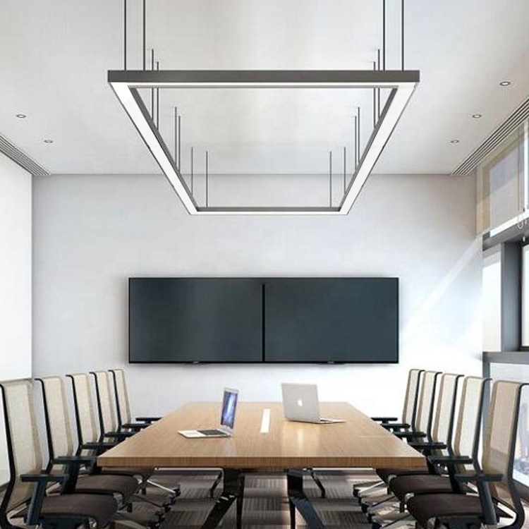 8FT X 4FT LED luminária linear Rectangular Set Seamless Connection 6000K White preto cor Hanging comercial luminária para loja luminárias