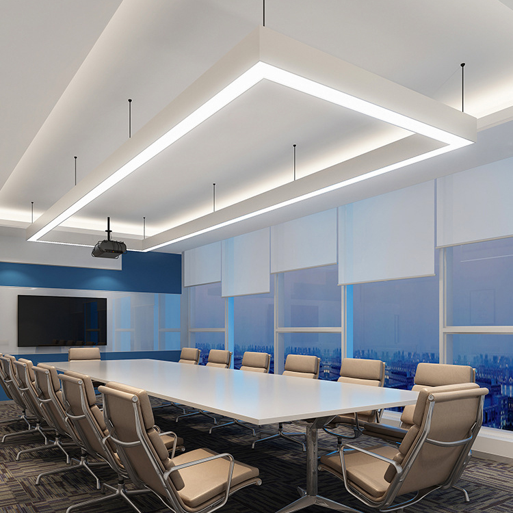 atacado linear Minimalist escritório pendentes Hanging Wooden luminária teto Mounted Led Batten luminária